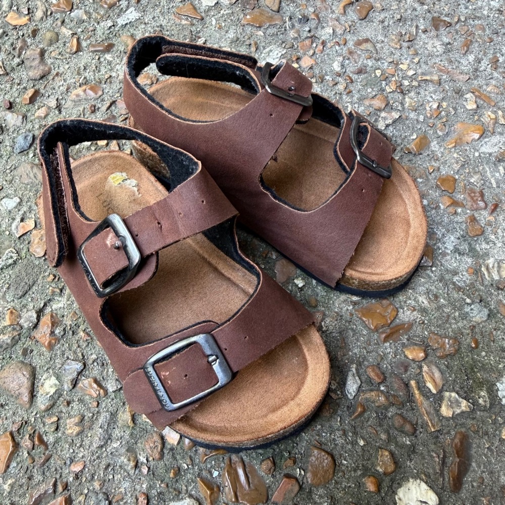 Lucky Brand Blanc Brown Double Strap Cork Sandals Toddler Size 8M